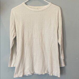 Beige Long Sleeve Waffle thermal Top vintage